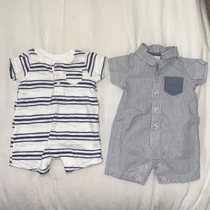 2 Boys short sleeve rompers size 3 months